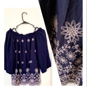 Love University - navy blue off shoulders blouse